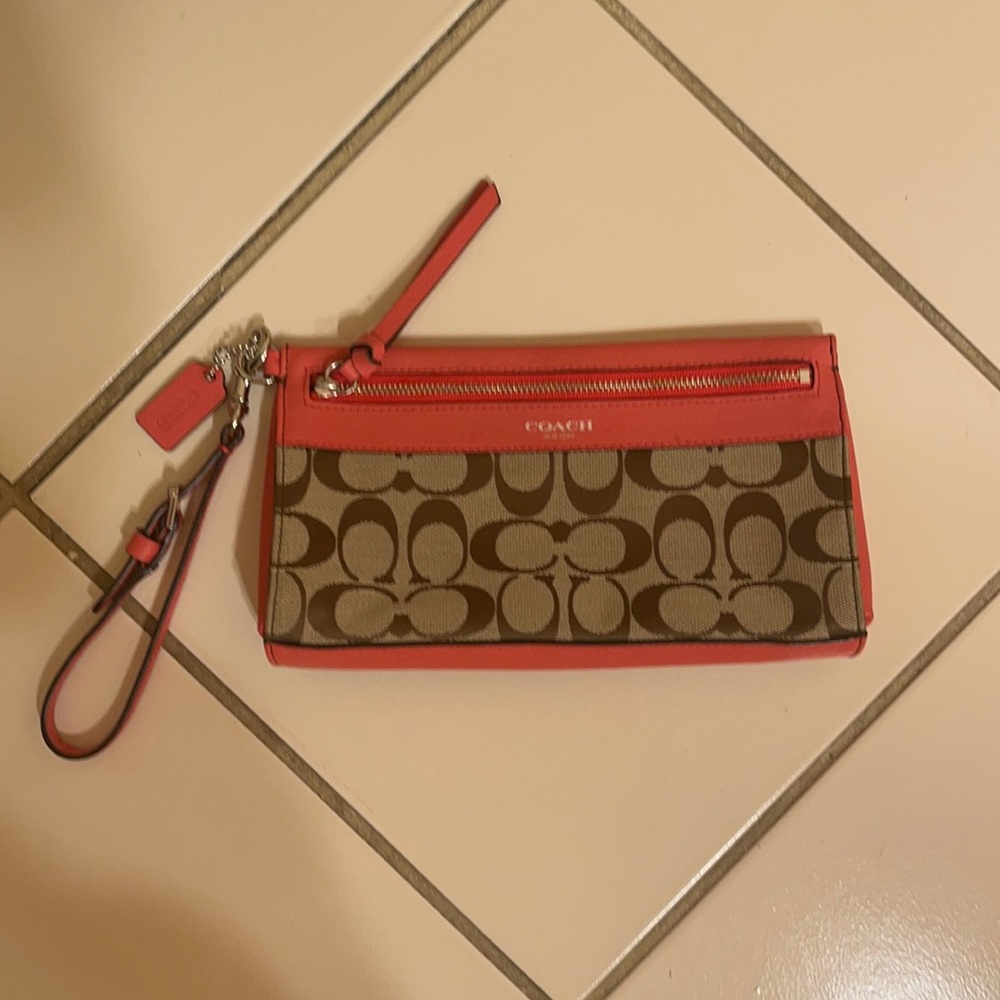 Coach Clutch with 3 card holders and pouch